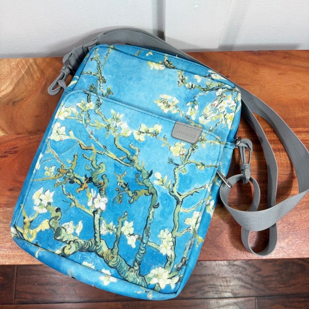 Moko Almond Tree‎ Blossoms Blue Tablet Bag Crossbody Padded Case Sleeve w Strap